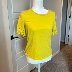 Bright yellow top with pretty sleeve detail!